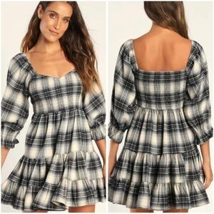 Lulus flannel mini dress
